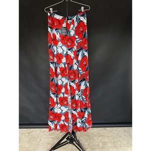 NWT Lulu's Flower Print Long Skirt Bottom Red Blue Hawaiian Size Large Womens